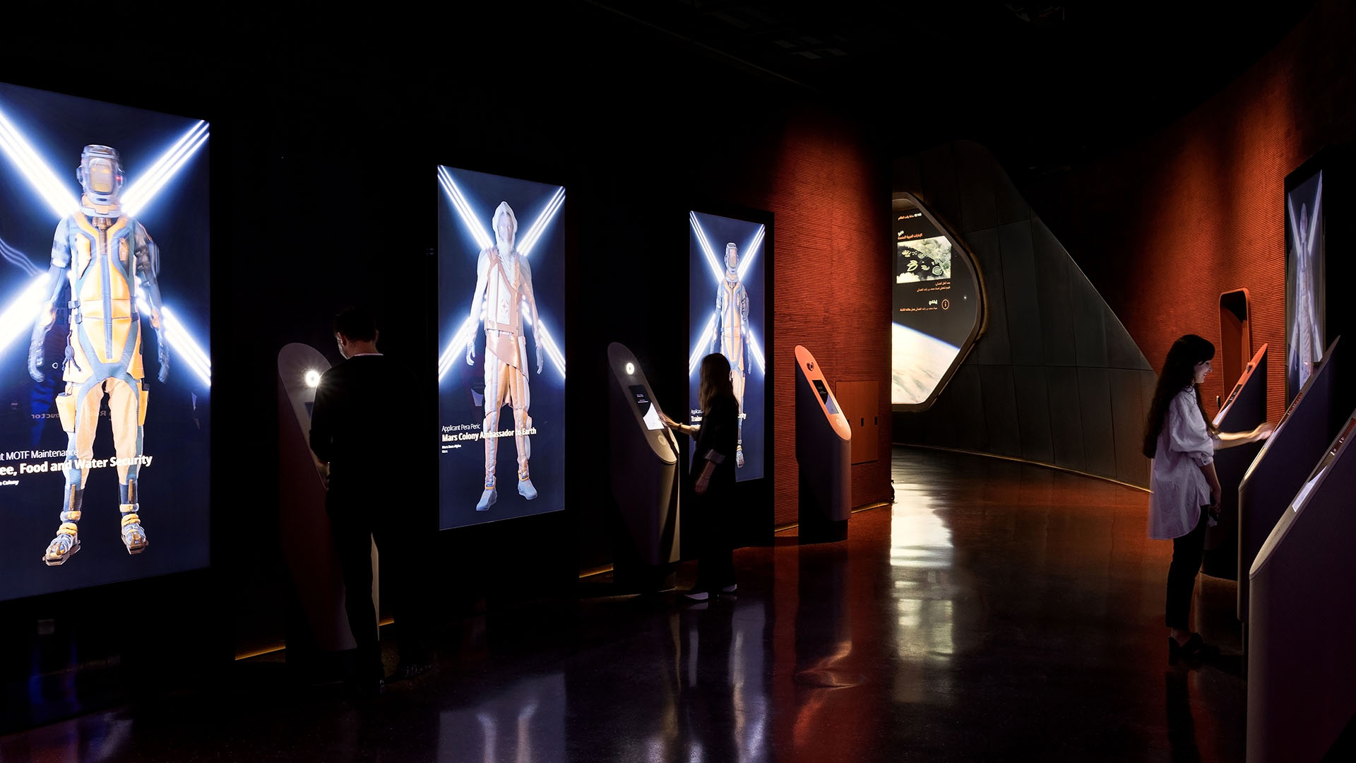 Interactive exhibits inside an innovation gallery